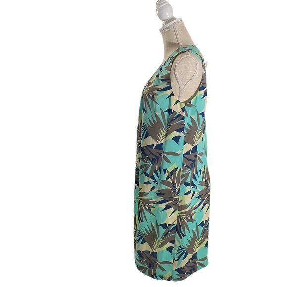 Tommy Bahama Women Blue 100% Silk Hawaiian Palm Leaves Floral Sheath Dress Sz 8 - Picture 4 of 15